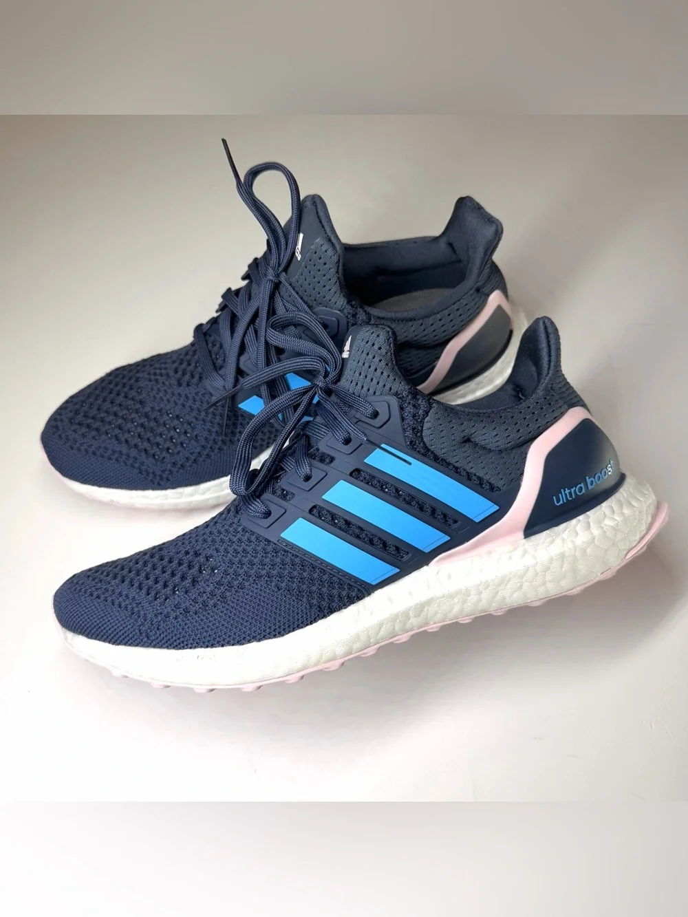 Adidas Women’s Ultraboost 1.0 Navy/ Pink / White Running Shoes Size- 8.5